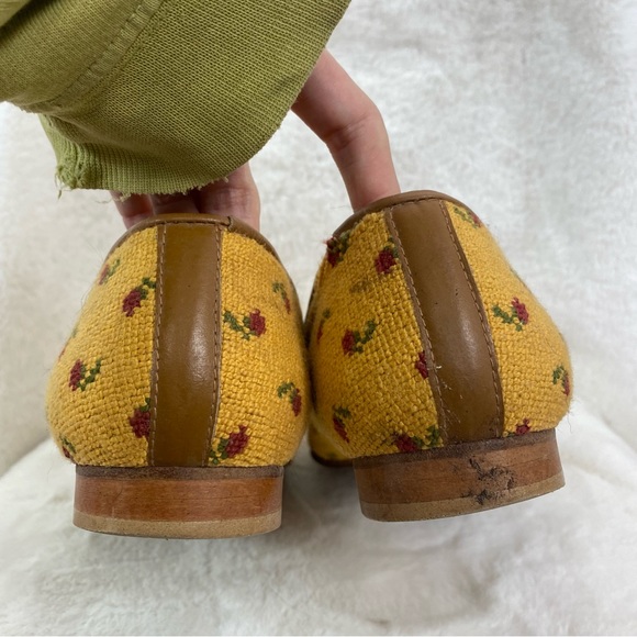 Zalo Vintage Zalo Yellow & Red Rose Needlepoint Flats size 11 - Picture 8 of 16